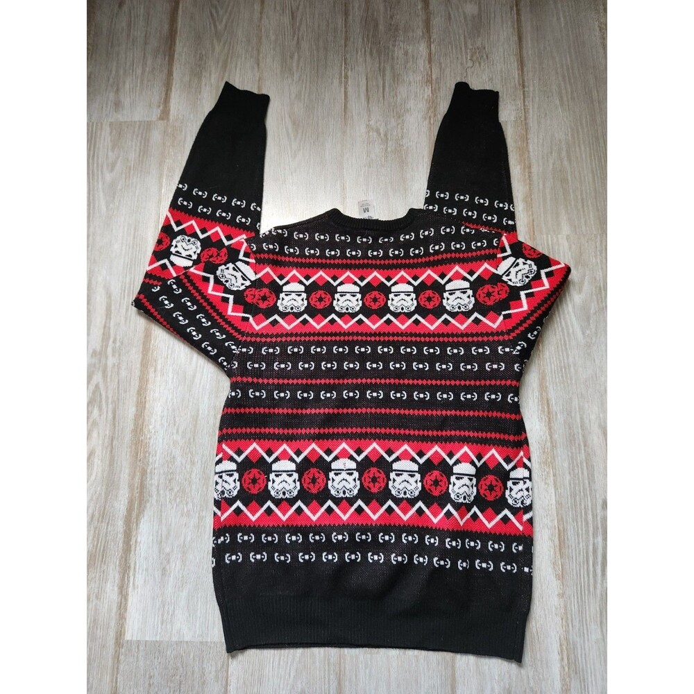 Disney Star Wars Holiday Sweater Red Black Merry Sithmas Darth Vader Thick Sz M - Picture 7 of 7
